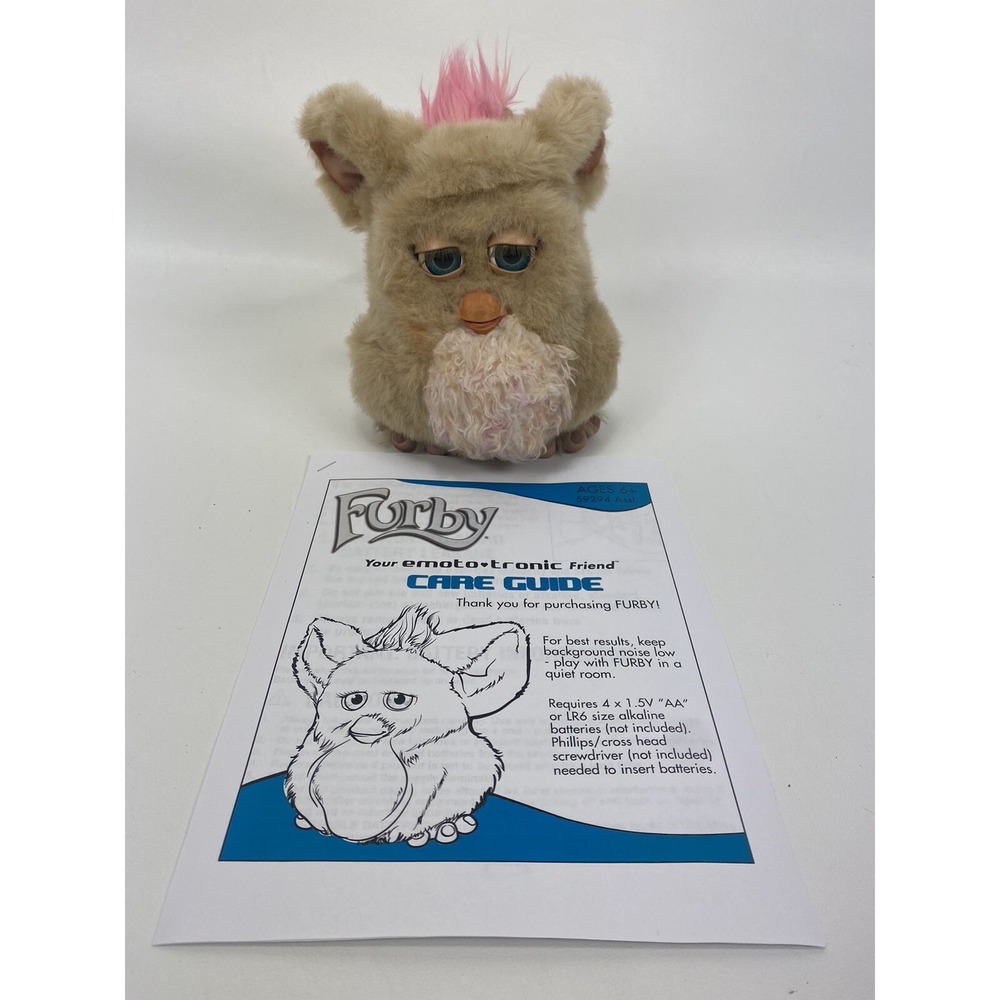 Furby Emoto Tronic Sand Tan‎ Pink Hasbro Tiger Electronics Tested See Desc 2005